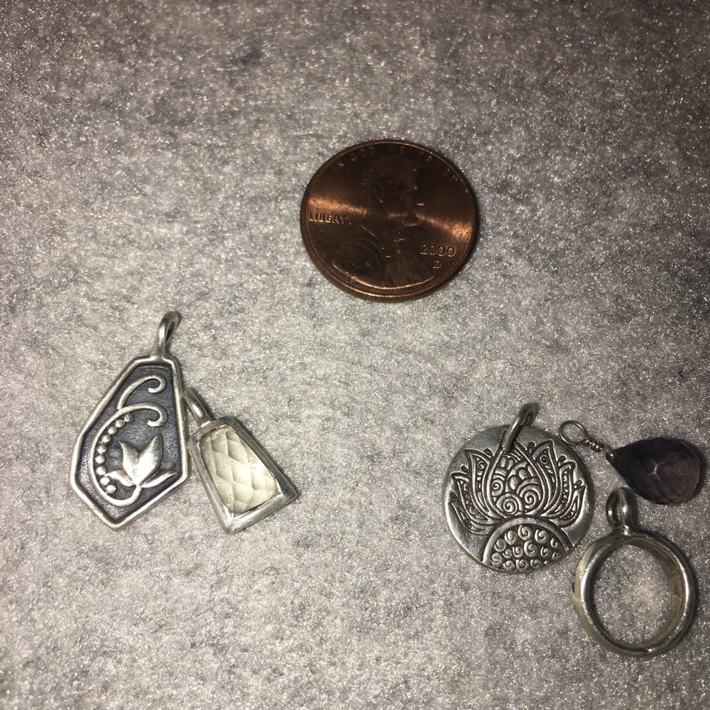 Satya sterling silver pendants scrolls gemstone